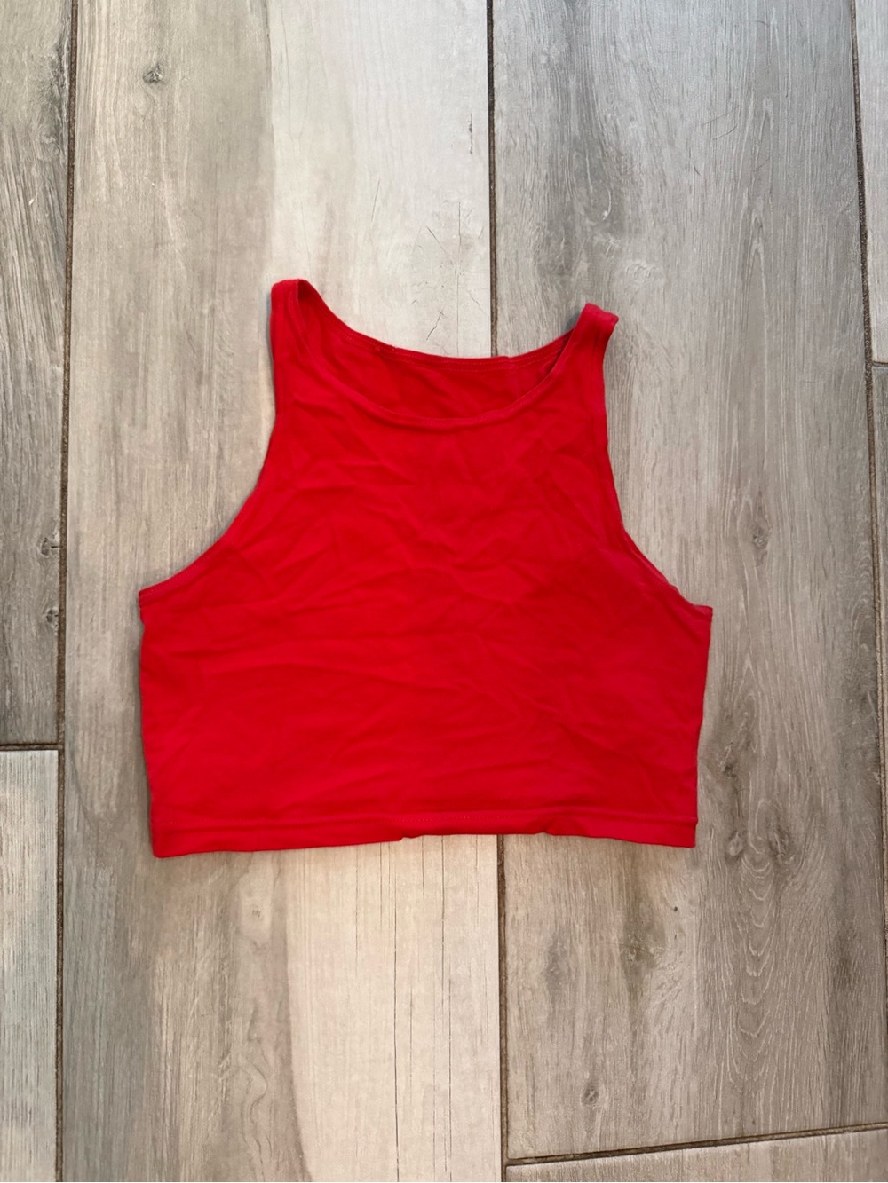 Weissman Red High-Neck Dance Crop Top